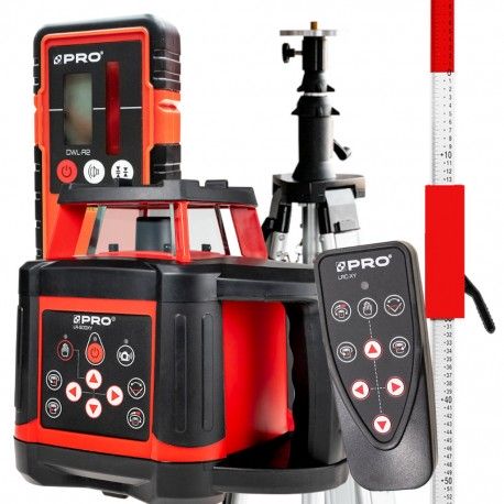 Zestaw Niwelator laserowy PRO LR-500XY + Statyw korbowy TR-3400HD + Łata LLN240
