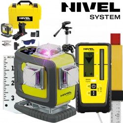 Nivel System CL4D-P FIOLETOWY Laser płaszczyznowy automatyczny + Statyw SJJM1EX + Czujnik milimetrowy RD800 + Łata laserowa 2,4m